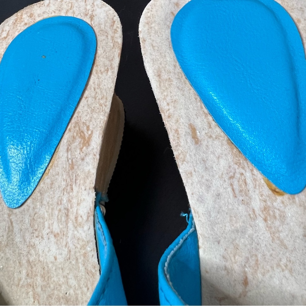 Bubblegum sandals vintage 80s 90s blue studded wedge heeled slides blue y2k - Picture 9 of 10